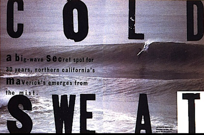 David Carson 'Cold Sweat,' a Surfer Magazine spread on Mavericks, ca. 1990s