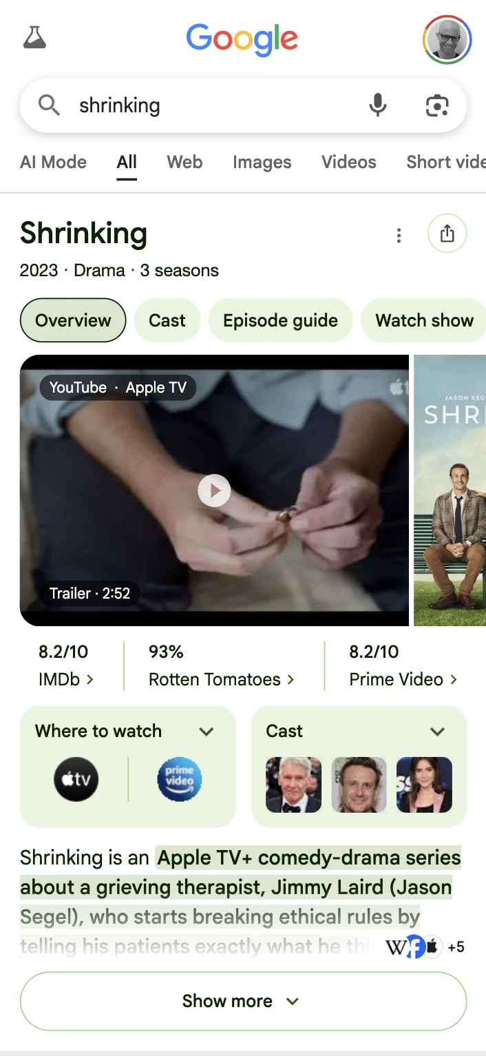 Google AI Search — Shrinking TV show