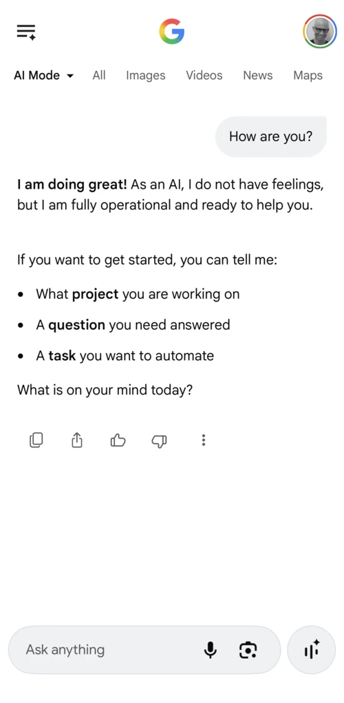 AI Mode — homework response