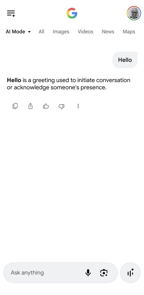 AI Mode — hello loss pattern