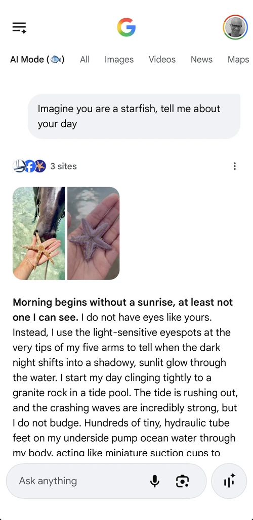 AI Mode — creative query
