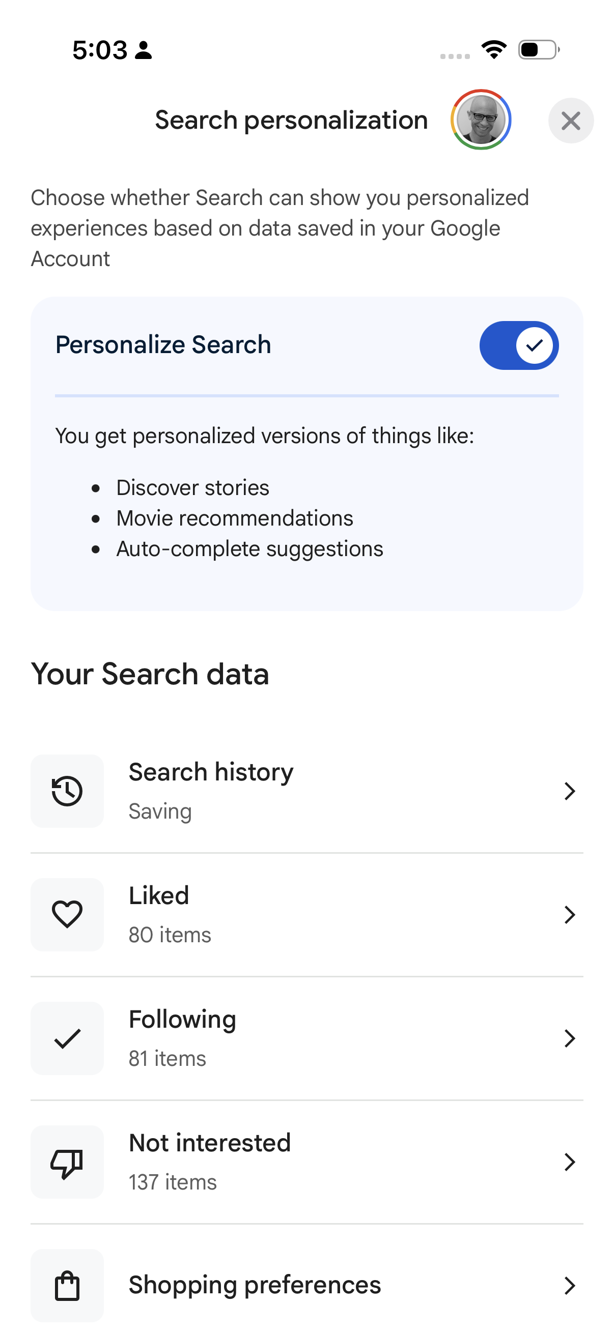 Personal Intelligence screen 3